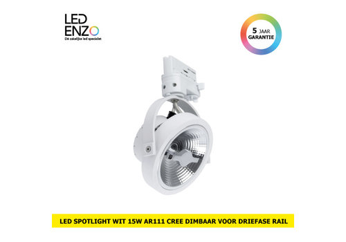 Rail Spot LED Driefase AR111 CREE 15W Dimbaar 