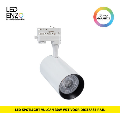 LED Railspot Vulcan Wit voor Driefase Rail 30W 