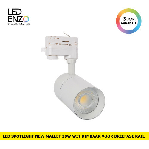 Rail Spot LED Driefase New Mallet 30W Dimbaar UGR15 