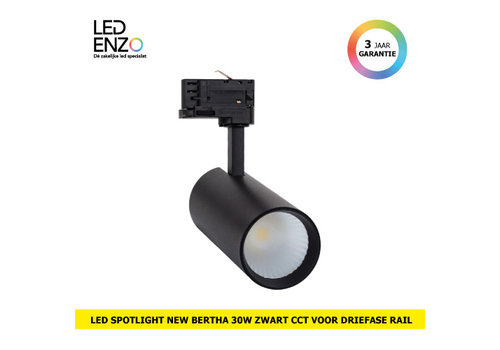 Rail Spot LED Driefase Bertha 30W Zwart CCT Lifud 