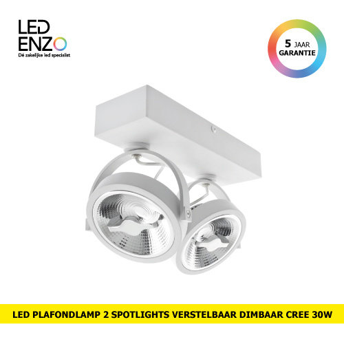 LED plafondlamp met 2 spotlights verstelbaar dimbaar CREE-COB 30W AR111 