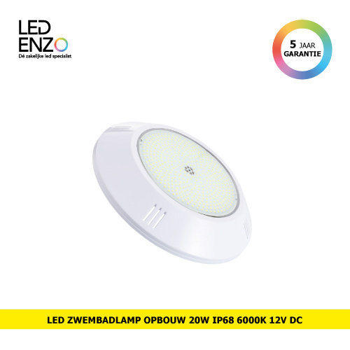 Zwembadlamp Opbouw LED 6000K 12V AC/DC PC 20W IP68 