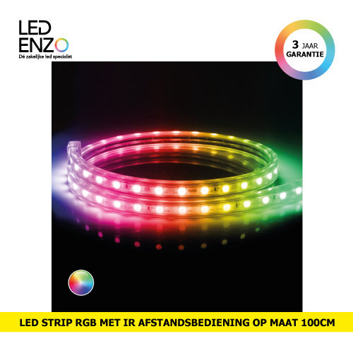 LED Strip met IR afstandsbediening 220V AC 60 LED/m RGB IP65 Op Maat elke 100 cm 