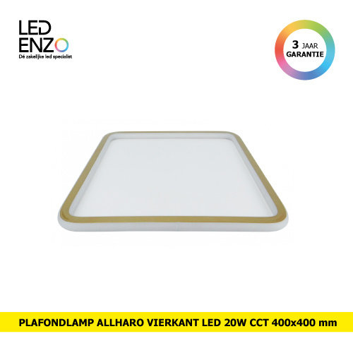 Plafondlamp Allharo Vierkant LED 20W Selecteerbare CCT 400x400 mm 