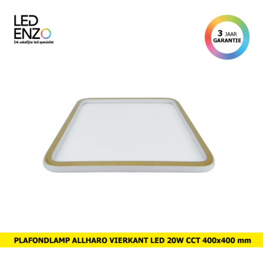 Plafondlamp Allharo Vierkant LED 20W Selecteerbare 400x400 mm - Led Enzo