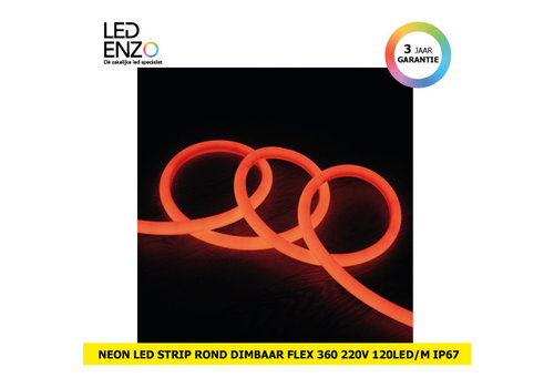 LED Strip Neon Rond Flexibel 360 220V AC 120 LED/m in Oranje 