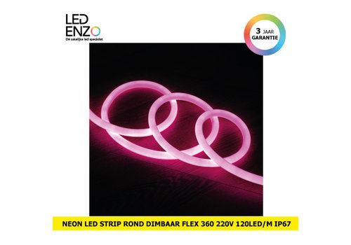 LED Strip Neon Rond Flexibel 360 220V AC 120 LED/m in Rose 