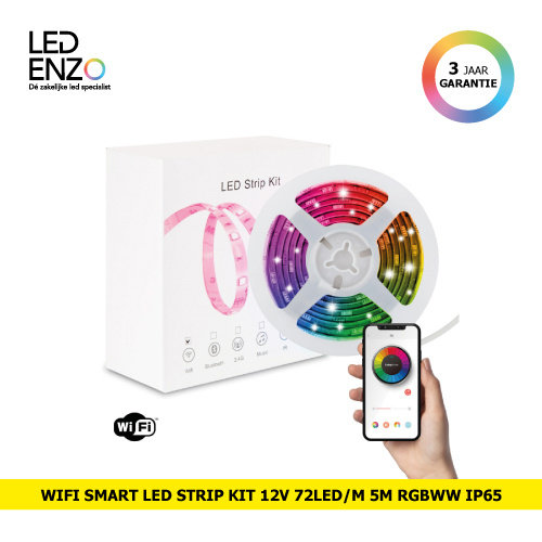 WiFi Smart LED Strip Kit 12V 72LED/m 5m RGBWW IP65 