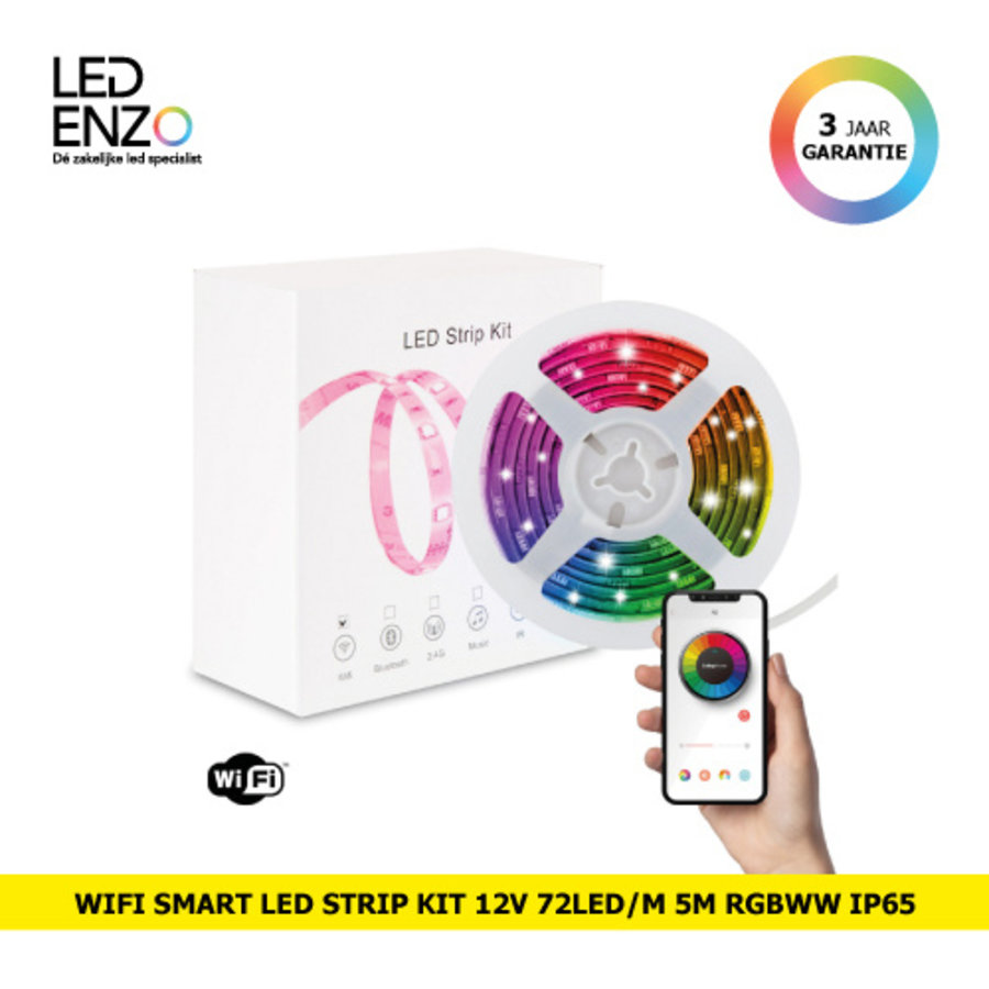 WiFi Smart LED Strip Kit 12V 72LED/m 5m RGBWW IP65-1