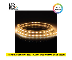 LED strip, dimbaar 220V SMD5050, 60 LED/m - Warm Wit op maat Led Enzo