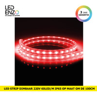 thumb-LED Strip, dimbaar 220V AC, 60 LED/m Rood op maat 100cm-1
