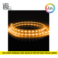 LED Strip, dimbaar 220V AC, 60 LED/m Oranje op maat 100cm
