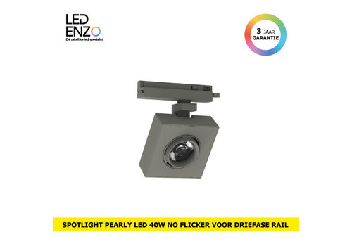 Rail Spot LED Driefase Pearly 40W No Flicker 