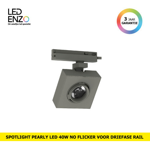 Rail Spot LED Driefase Pearly 40W No Flicker 