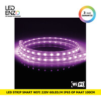 LED Strip Smart Wifi 220V AC 60 LED/m Violet IP65 op maat om de 100cm