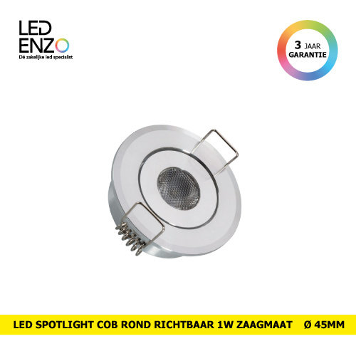 LED spot COB rond zilver verstelbaar 1W 