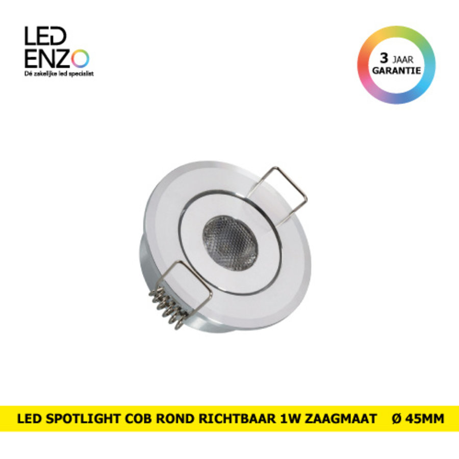 LED spot COB  rond zilver verstelbaar 1W-1