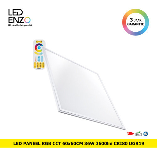 LED Paneel  60x60cm RGB met regelbare kleurtemperatuur 3600lm 40W 