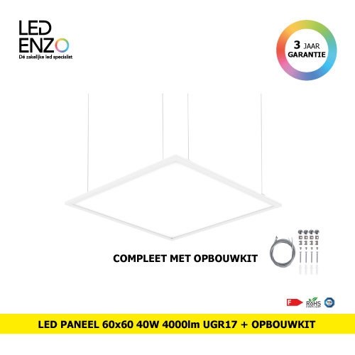 LED Paneel 60x60cm 4000lm LIFUD + Ophangkit 40W 