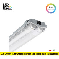 thumb-LED Armatuur Waterdicht Slim Kit met twee 600mm LED-buis met enkelzijdige aansluiting 18W-1