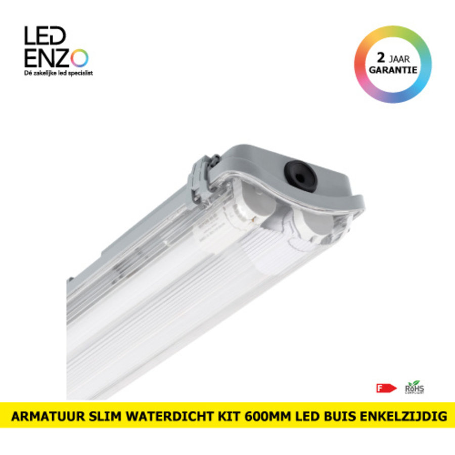 LED Armatuur Waterdicht Slim Kit met twee 600mm LED-buis met enkelzijdige aansluiting 18W-1