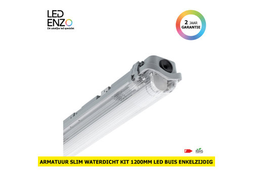 LED Armatuur Waterdicht Slim Kit met één 1200mm LED-buis met enkelzijdige aansluiting 18W 