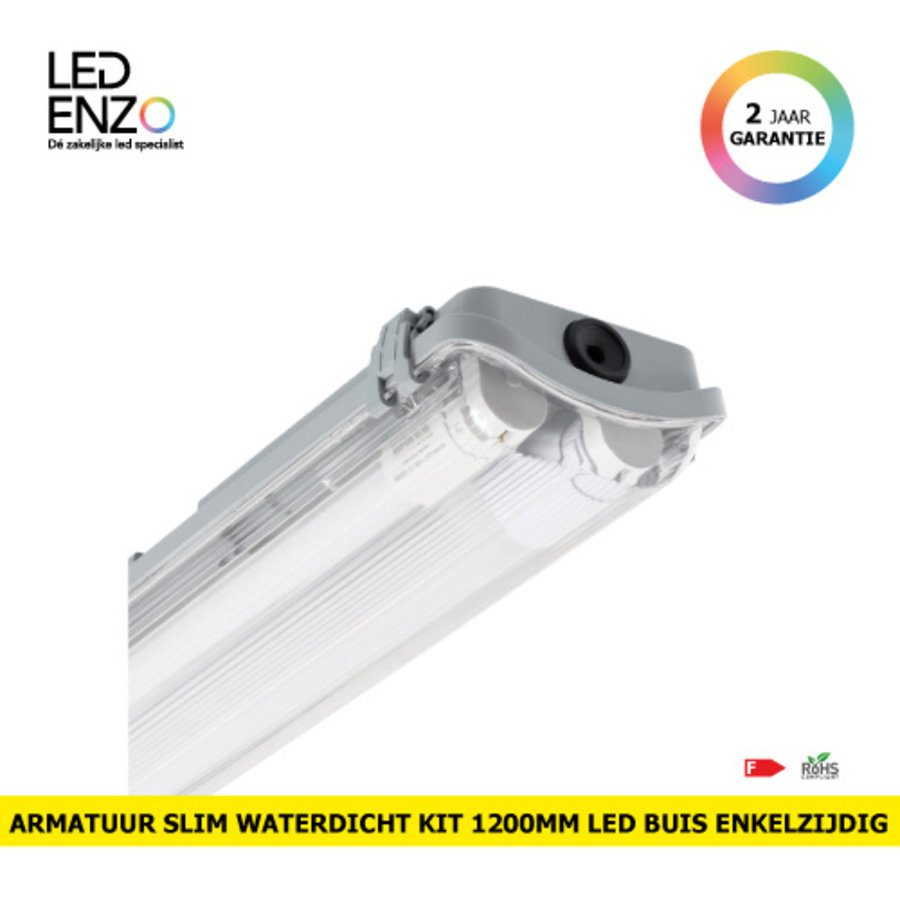 LED Armatuur Waterdicht Slim Kit met twee 120cm LED buizen met enkelzijdige aansluiting 36W-1