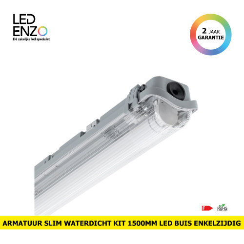 LED Armatuur Waterdicht Slim Kit met een 150cm LED Tube enkelzijdige aansluiting 22W 