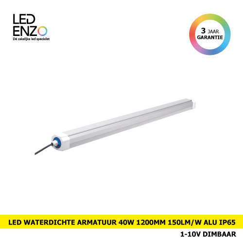 Waterdichte Armatuur LED 40W 1200mm 150lm/W Aluminium IP65 Dimbaar 1-10V 
