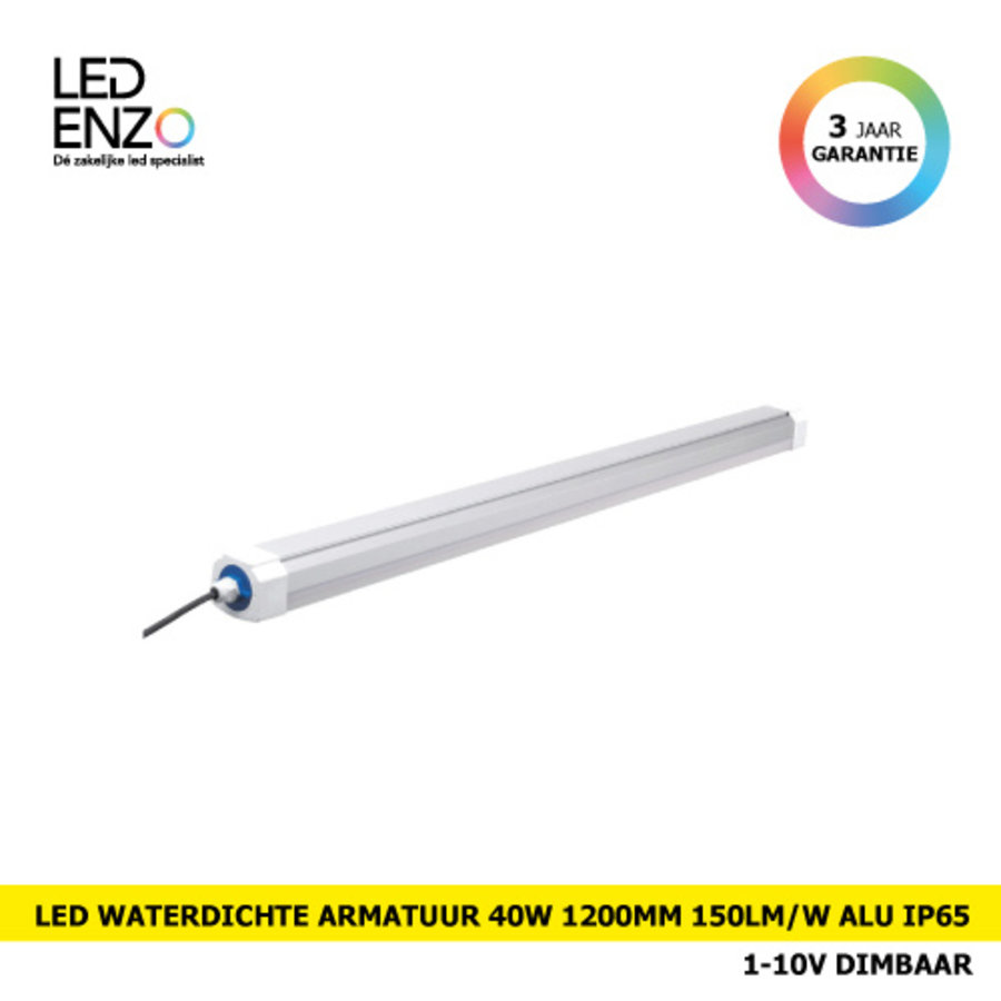 Waterdichte Armatuur LED 40W 1200mm 150lm/W Aluminium IP65 Dimbaar 1-10V-1