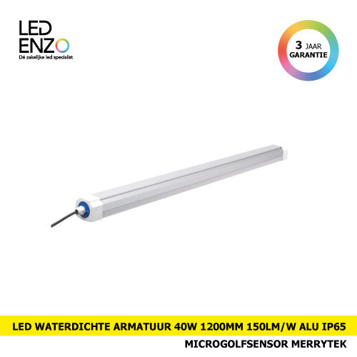 Waterdichte Armatuur LED 40W 120cm 150lm/W Aluminium IP65 met microgolfsensor MERRYTEK 