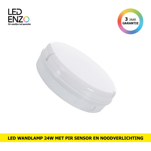 LED Noodverlichting Wandlamp 24W met PIR Motion Sensor IP65 Hublot 