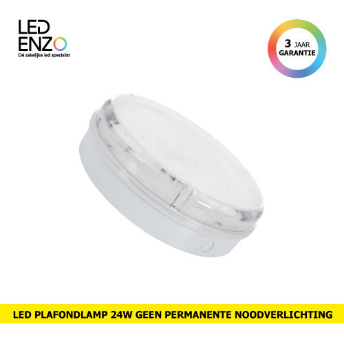 Plafondlamp Hublot rond Transparant LED 24W met niet permanent noodlicht IP65 Ø285 mm 