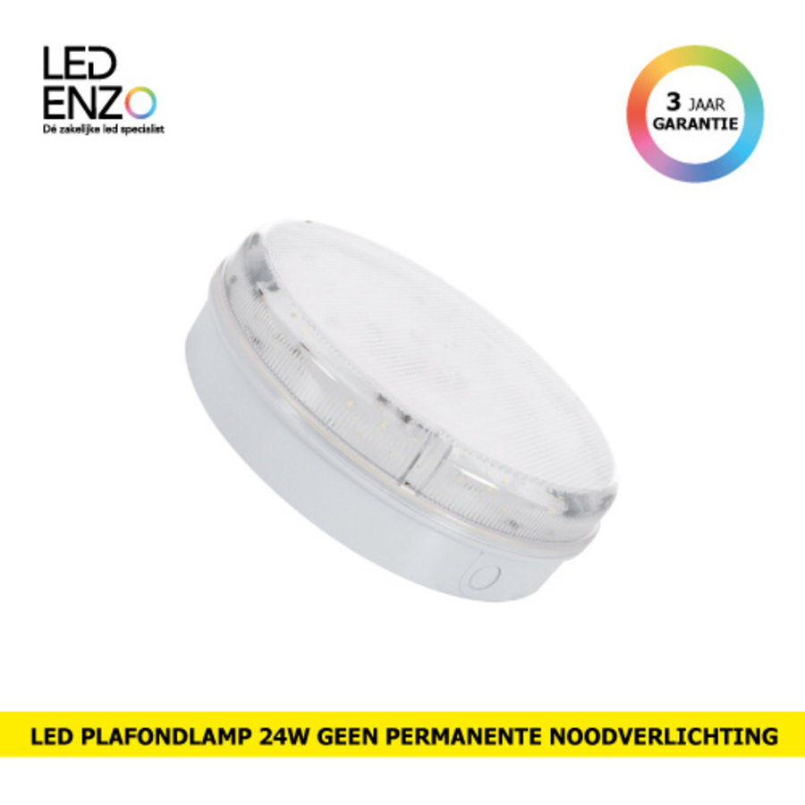 Plafondlamp Hublot rond Transparant LED 24W met niet permanent noodlicht IP65 Ø285 mm-1