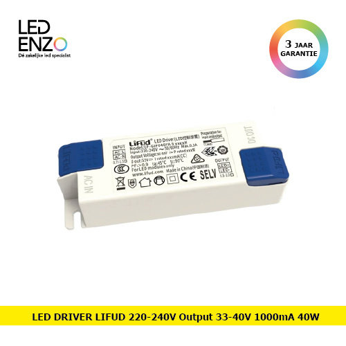 LED Driver 220-240V Uitgang 33-40V 1000mA DC 40W Lifud LF-GIF040YA II 