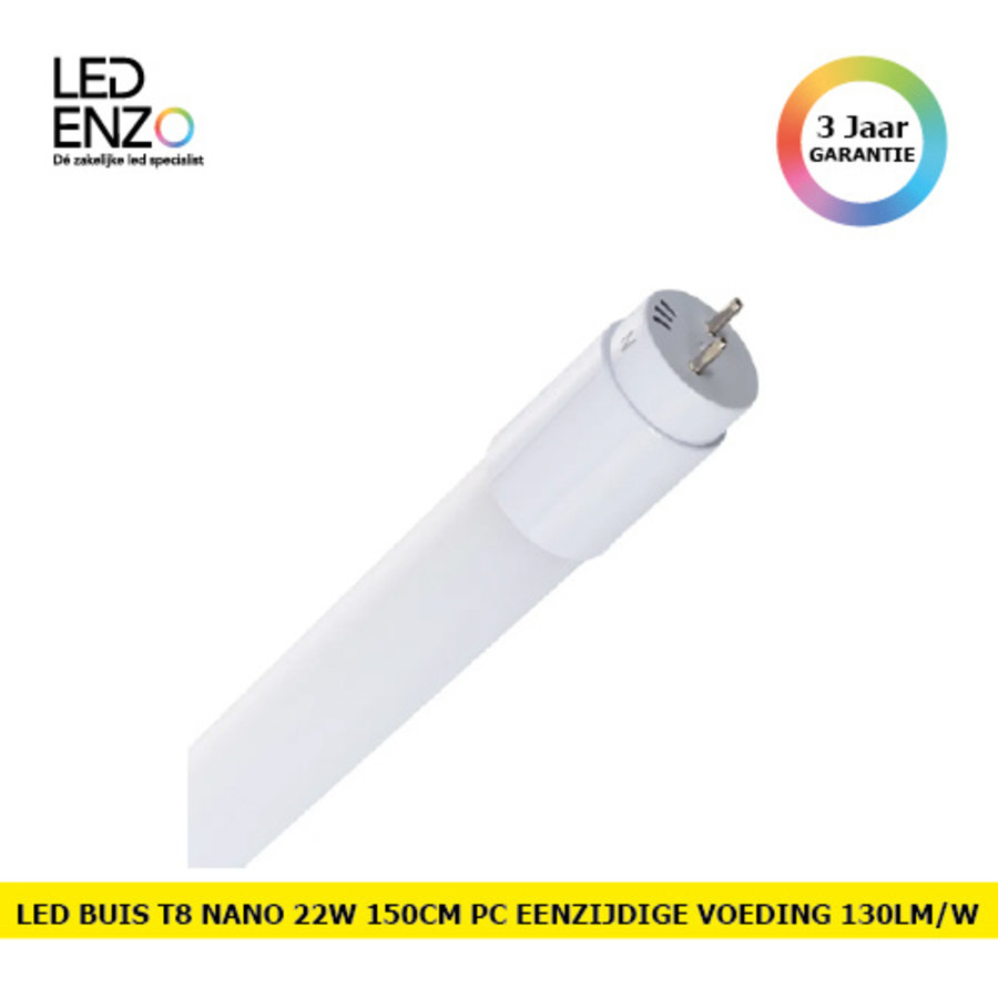 LED Buis T8 Nano 150cm PC met eenzijdige voeding 22W 130lm/W-1