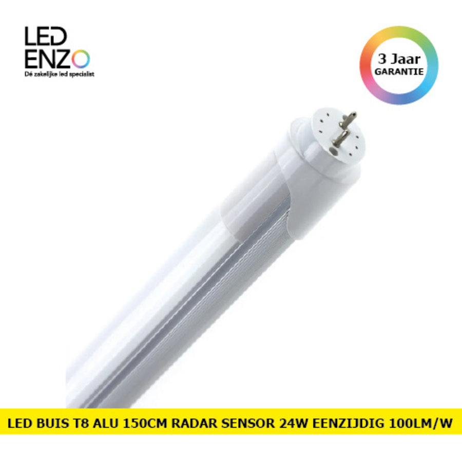LED Buis T8 Aluminium 150cm bewegingssensor 24W (Beveiliging) eenzijdige aansluting 100lm/W - Led