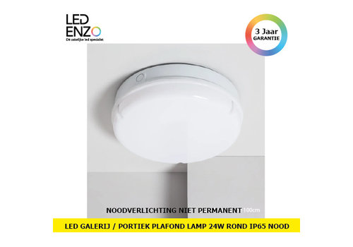 LED Plafondlamp LED 24W Rond Outdoor Ø285 mm IP65 met niet Permanent Noodverlichting Hublot Wit 