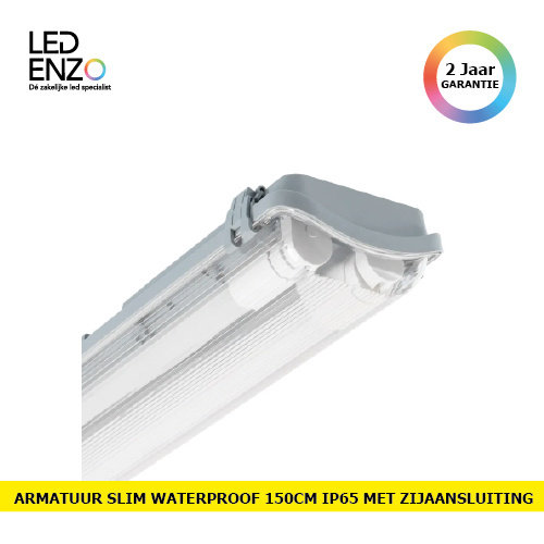 LED Armatuur Waterproof voor twee 150cm PC/PC LED-buizen met eenzijdige aansluiting 