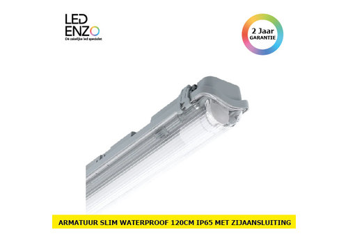 LED Armatuur Waterproof Slim voor een 120cm PC/PC LED buis met een zijaansluiting 