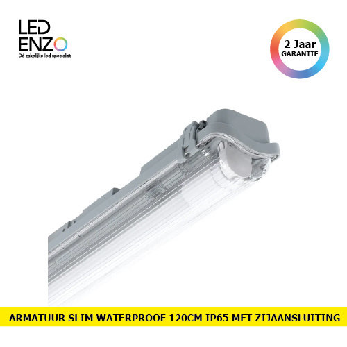 LED Armatuur Waterproof Slim voor een 120cm PC/PC LED buis met een zijaansluiting 