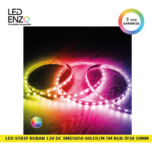 LED Strip Ruban 12V DC SMD5050 60LED/m RGB IP20 5 meter 