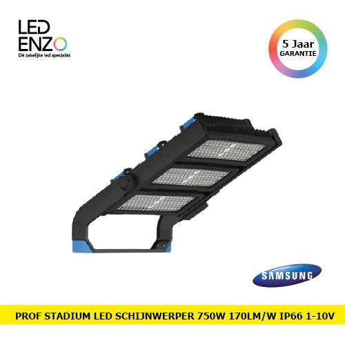 LED Stadion Schijnwerper PRO 750W 170lm/W IP66 SAMSUNG INVENTRONICS Dimbaar 1-10 V 