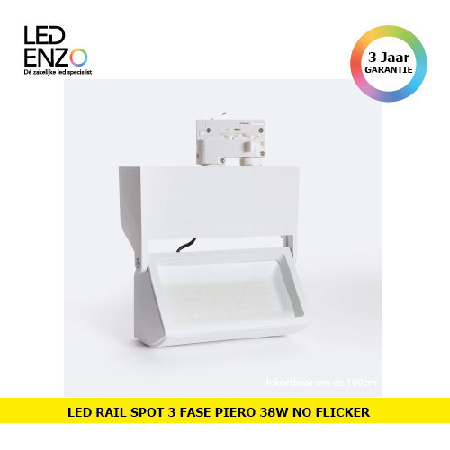 Rail Spot LED Driefase Piero 38W No Flicker 