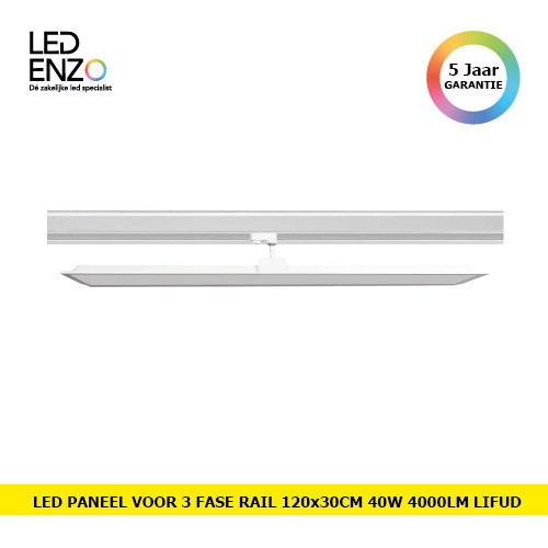 LED Paneel 120x30cm 40W 4000lm LIFUD voor 3 Fase Rail 