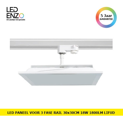 LED Paneel 30x30cm 18W 1800lm LIFUD voor 3 Fase Rail 