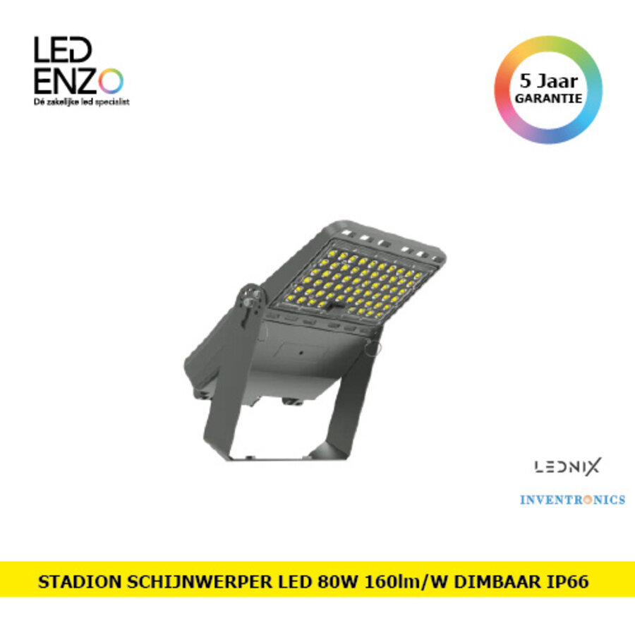 LED Schijnwerper 80W  160lm/W IP66 Premium INVENTRONICS Dimbaar LEDNIX-1