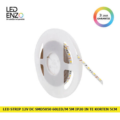 LED Strip 5m 12V DC SMD 5050 60LED/m IP20 