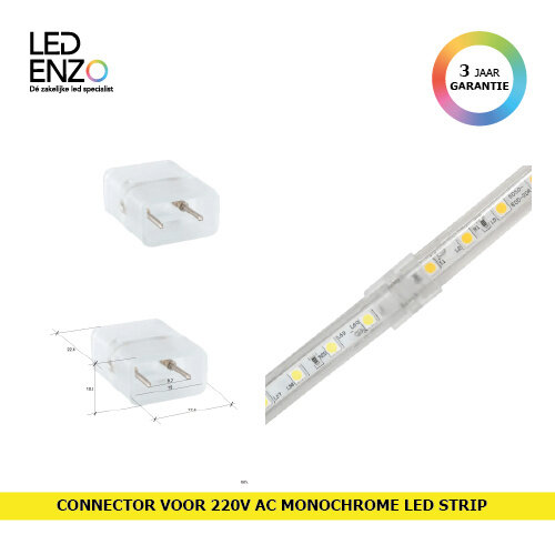 Connector voor monochrome SMD5050 220V AC LED strips 