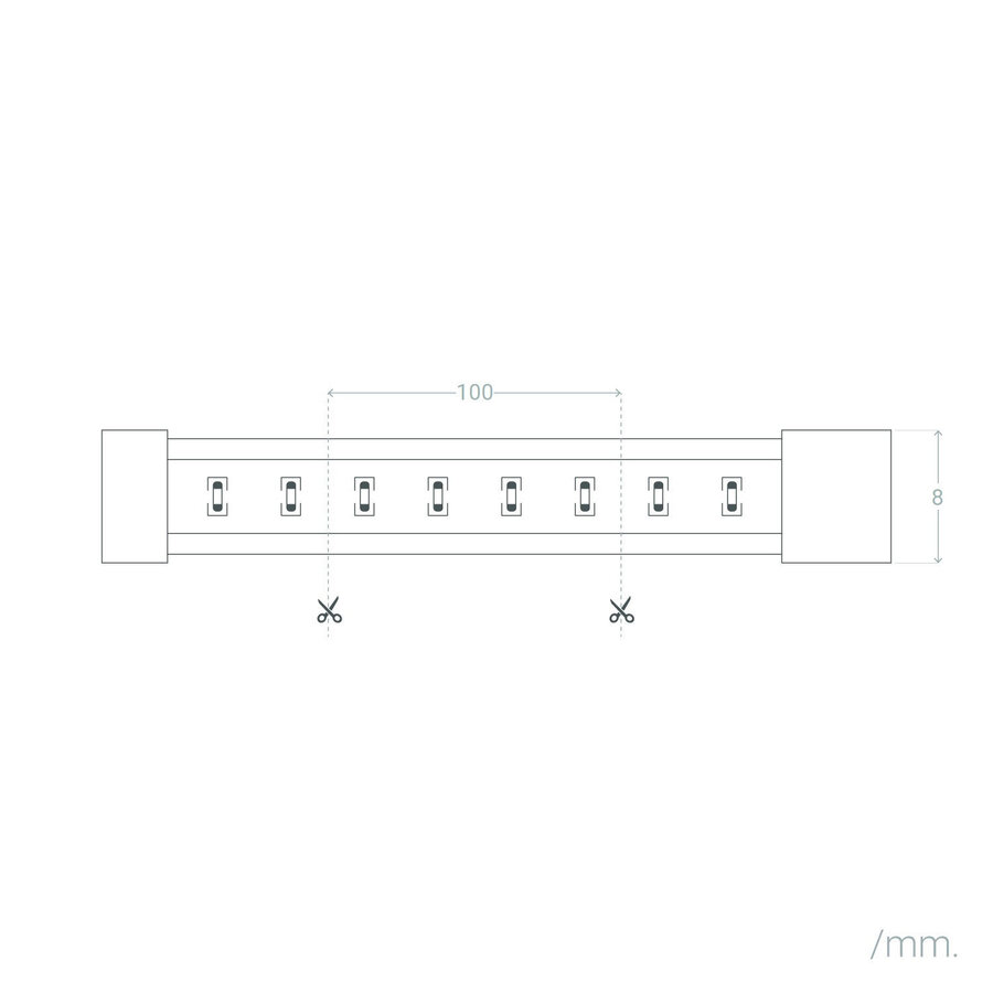 COB LED Strip Rol 20m 24V DC 312 LED/m IP20 CRI90 Expert Colour Breedte 8mm Knippen elke 10cm-6